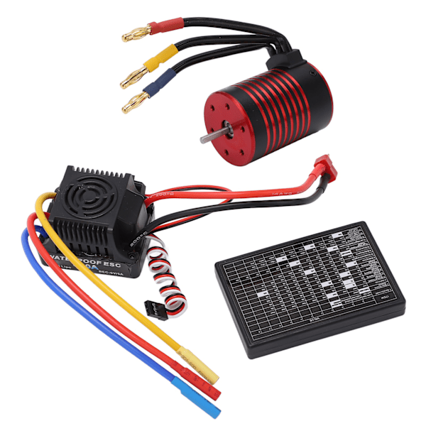Vattentät 3650 Borstlös Motor med 60A ESC Programmeringskort Combo Set Tillbehör för 1/10 RC Bil 3100KV