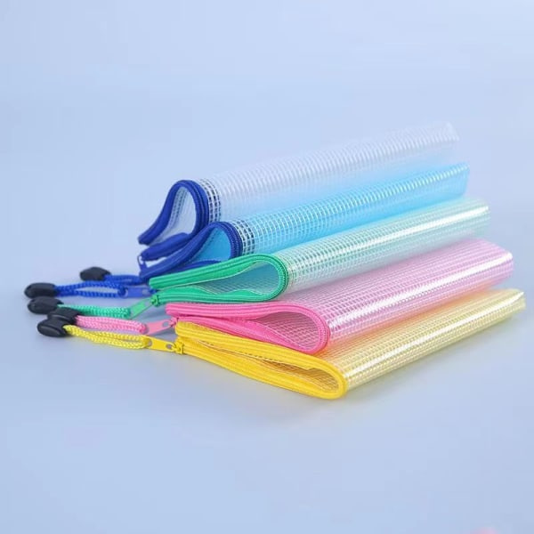 10 pcs A5 Plastic Pockets, Zip Bags A5 Mesh Document Folder for File Storage, School