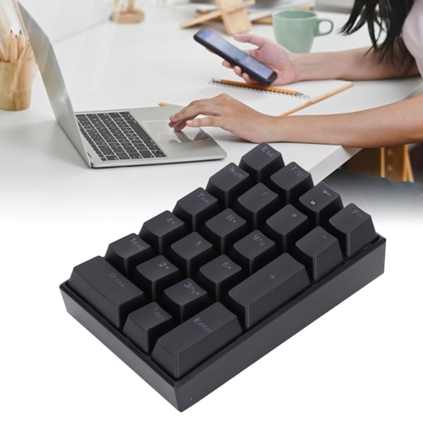 Trådbundet tangentbord Stepped Keycap Fadeless Durable Bakgrundsbelyst 21 Tangenter LED Mekaniskt Tangentbord Röd Axel