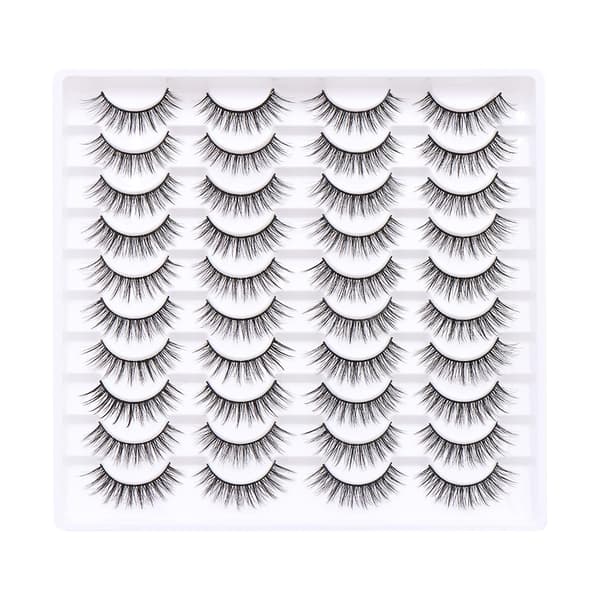False Eyelashes 20 Pairs, 14mm 3D Fluffy Wispy Lashes, Natural Cat Eye Look for Everyday and Special Occasions Style 20-059