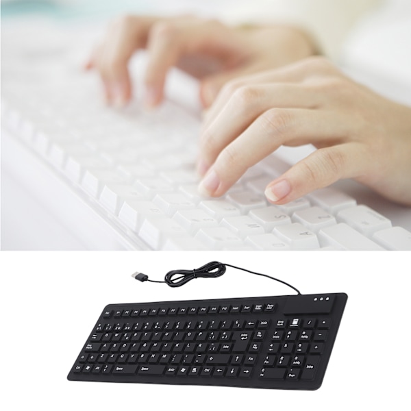 Keyboard 105 Key Spanish USB Wired Portable Foldable Quiet Waterproof Dustproof Silicone Keyboard