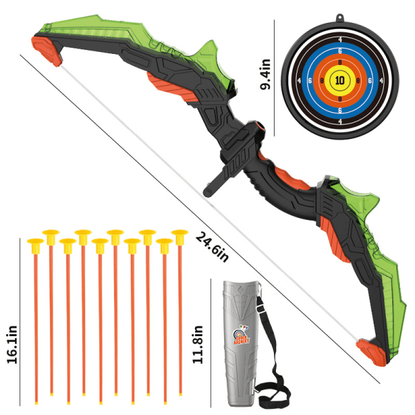 Lasten jousi- ja set, LED- set, 10 imukuppinuolta, tähtäin ja nuoli, sisä- ja ulkokäyttöön tarkoitettujen lasten leluja pojille, tytöille,