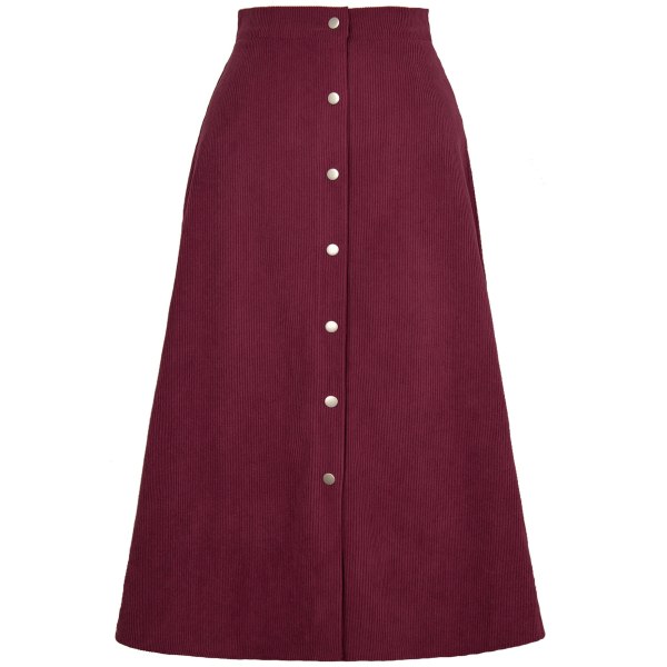 1 STK manchester lång kjol-vinröd burgundy M