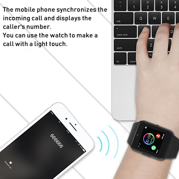 1.5 Tum TFT Ultra HD Färgstark LCD Bluetooth Smart Sportklocka Svart