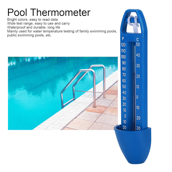 Flydende termometer til svømmebassin, vandtemperaturmåler 0‑50℃ med høj nøjagtighed