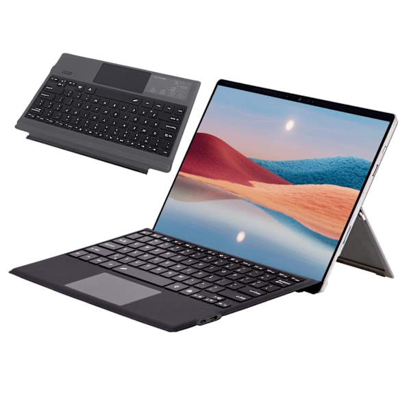 Magnetiskt Bluetooth-tangentbord Färgglad Bakgrundsbelysning Multi Touchpad Trådlöst Bluetooth 5.0 Tablet-tangentbord för Pro 3 4 5 6 7 Svart