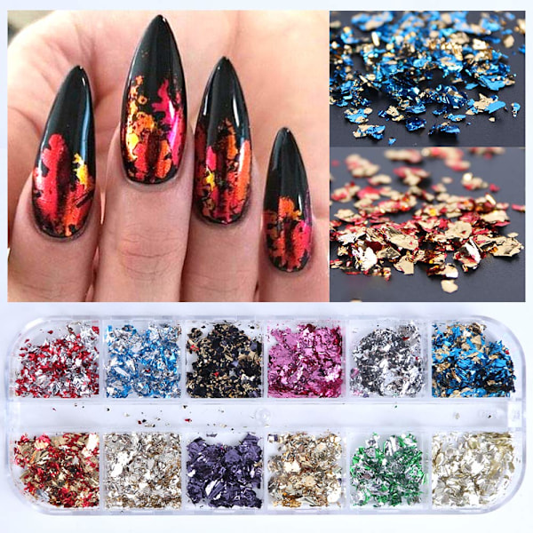 Regnbåge Holografisk Nagelglitterfolie, 24 st för Mångsidig Dekoration, Specialformade Nagelpaljetter för DIY-Design