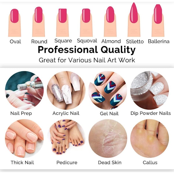 Professionell Nagelfräsbits Set, Volframkarbid Diamant Keramiska Verktyg För Akryl Gel Nageltekniker, Manikyr Pedikyr, Skulptering Slipning Vässning,