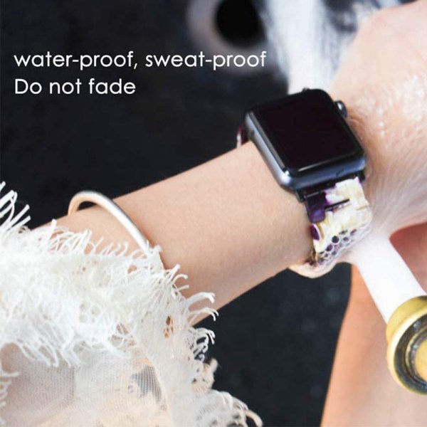 Kompatibel med Apple Watch Strap 38-40 mm / 42-44 mm Series 5/4/3/2/1, slankt resin-armbåndsudskiftningstilbehør til urbånd 42-44mm Glitter purple