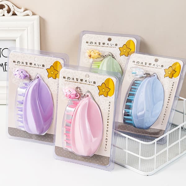 Star Fruit Shaped Silicone Scalp Massage Shampoo Brush - PVC Box - 2 Pack