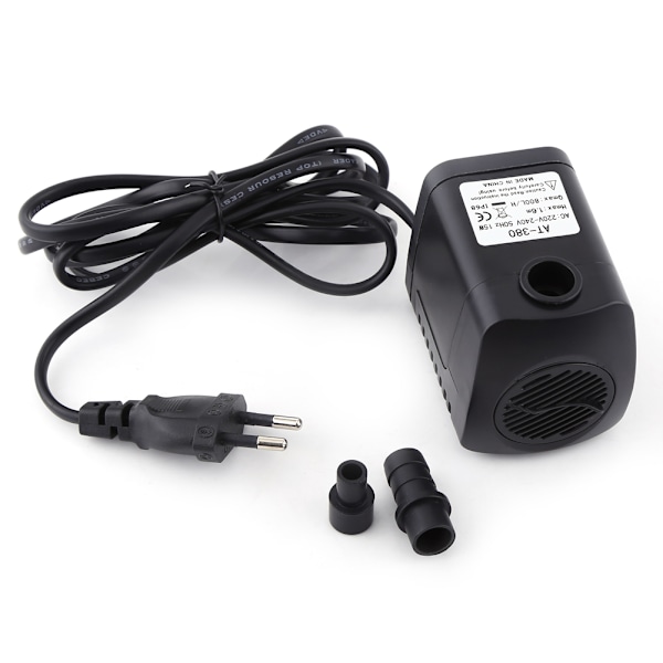 1 stk. Plast 220V 15W 800L/H Springvand Luft Fisktank Akvarium Vand Nedsænkelig Pumpe Sort