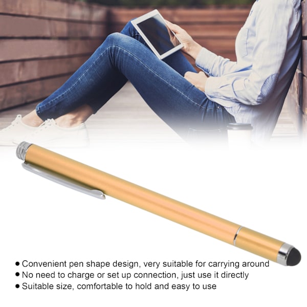 Stylus Penna 2 Funktioner Bekväm Kompakt Portabel Praktisk Touch Pennor för IOS Tablet för Kindle för IPhone Guld