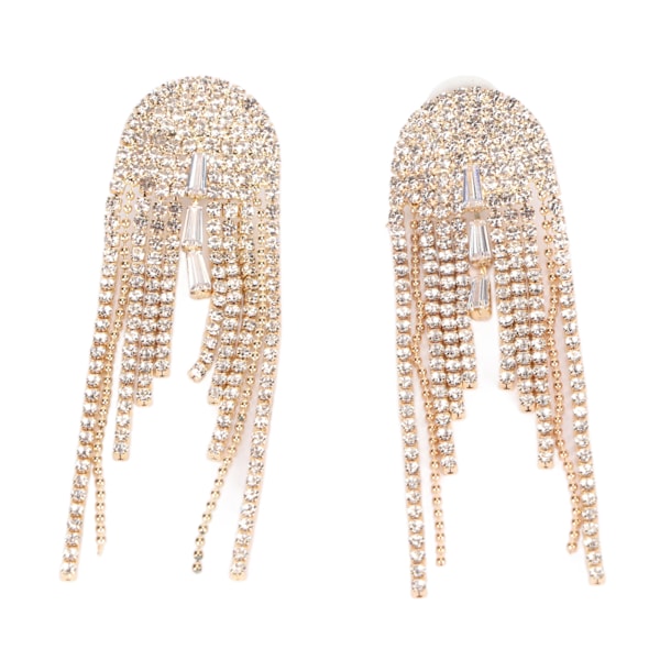 2PCS Rhinestone Dangling Tassel Øreringe Fashionable Bryllup Brud Tassel Dangle Drop Øreringe til Kvinder og Piger Guld