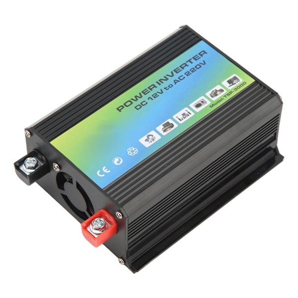300W Strömriktare 12V till 220V ABS Med Dubbla USB-Portar Modifierad Sinusvågsomvandlare för Camping Semester Svart