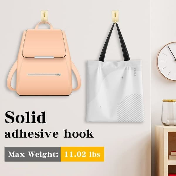Self-adhesive wall hook, 4 self-adhesive hooks, wall hook, for kitchen, bathroom, office, kitchen hook for hanging towels, hats, Upper and lower hook gold