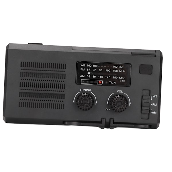 Vevradio AM FM NOAA 4000mAh Solcellsdriven Bärbar Väderradio med LED-Ficklampa för Nödsituationer