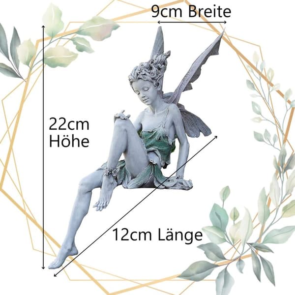 22 cm siddende alf havefigurer, englestatue, havefigurer, fe-statue, havepynt