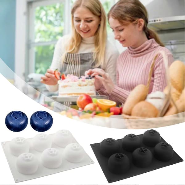 Blåbær bageform med 6 halvkuglekopper Genanvendelig Non-Stick Kageform Køkkentilbehør[TT] White