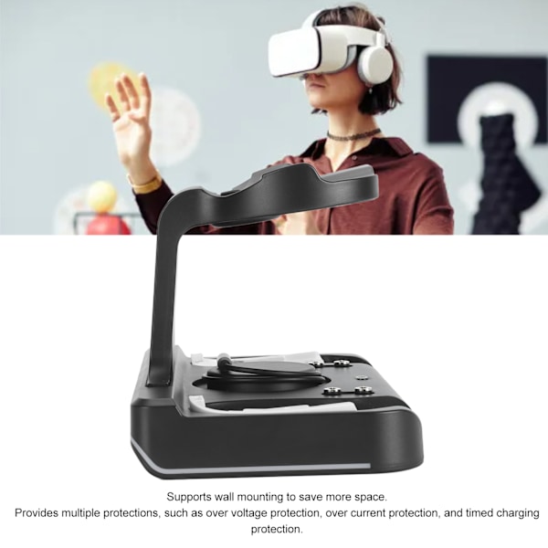 VR Laddstation USB C Snabbladdning Flera Skydd med 2 Uppladdningsbara Batterier VR Headset Kontroll Laddningsdocka för Meta Quest 3