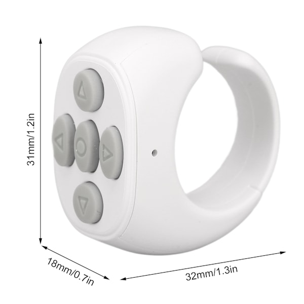 Bluetooth Fjärrkontroll Multifunktionell Ringdesign Trådlös Telefon Selfie-utlösare för Hemmet Vit