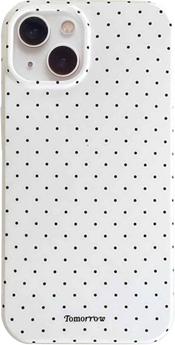 inewateri Compatible with iPhone 15 Case, Cute Fashion Dotted Design, Soft TPU Slim Protective Case White White iPhone15