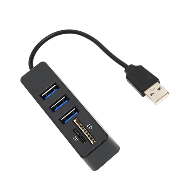 USB2.0 Hub Minneskortläsare Höghastighetsöverföring Plug and Play Enkel Åtkomst USB-Splitter Svart
