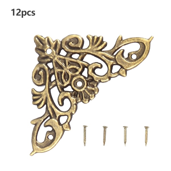 12ST Antik stil ihålig form smycken Scrapbook Album Protector Trälåda Hörndekor Stor
