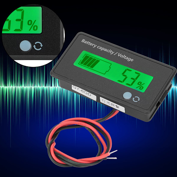 GY-6GD PCB HTN Batterikapacitetsmonitor Indikator LCD-display med Blinkande Alarm 12-84V Grön