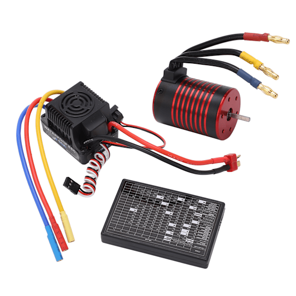 Vattentät 3650 Borstlös Motor med 60A ESC Programmeringskort Combo Set Tillbehör för 1/10 RC Bil 3100KV