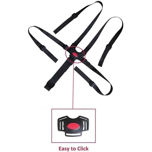 Viktig Säkerhetssele för Bebisar, Justerbar 5-punktsrem för Barnstol och Barnvagn, Slitstark Nylon för Fullständigt Skydd med Lättviktig Vikbar Design