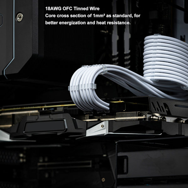 4 st 18AWG PSU Kabel Förlängningssladdar 30cm Nylon Sleeved 24 Pin ATX 4+4Pin CPU 6+2Pin PCIE GPU Strömförsörjning Förlängningskabel med Kammar Vit