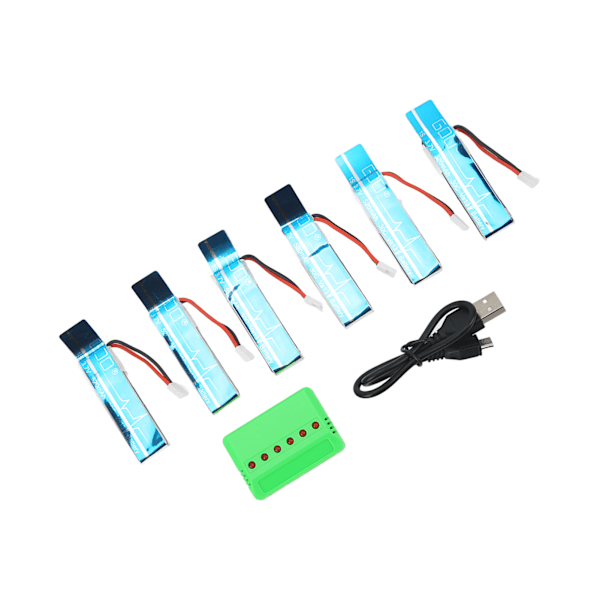 3.7V 520mAh 30C Litiumbatteri med Laddare för Wltoys XK K110S Fjärrkontroll Helikopter Reservdelar