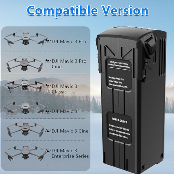 2st Flygbatteri för Mavic 3 15.4V 65W 5000mAh Hög Säkerhet Laddningsindikator Intelligent Flygbatteri