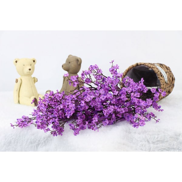 Pust Stoff Klut Kunstige blomster 6 Bunt Europeiske falske silkeplanter Dekor Bryllupsfest Dekorasjonsbuketter Real Touch DIY Hjemmehage (Høst) Purple-6pcs