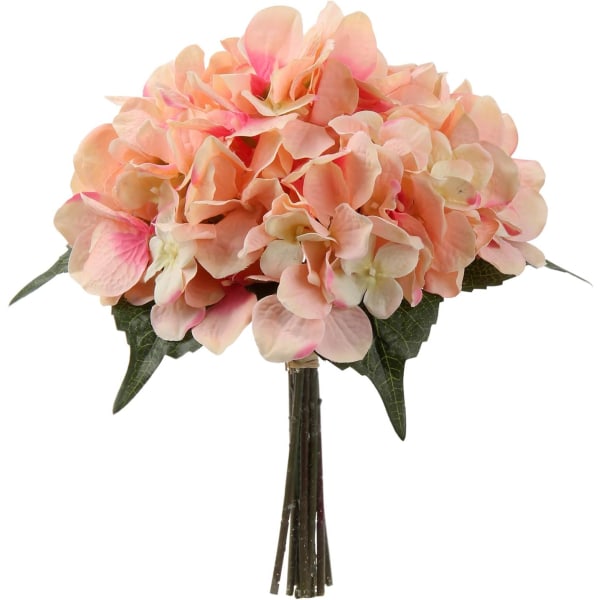 Kunstige bryllupsblomster Falske blomster Faux Hortensia bukett Blomsterarrangement DIY Blomster til hjemmehagedekorasjon 1 pakke Pink