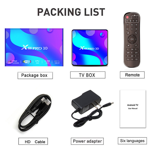 TV-box 2 GB RAM 64 GB ROM RK3528 Quad-Core 64bit Cortex-A53 Stöd för 2,4/5,0 GHz WiFi6 BT5.0 HD 8K 10/100M lämplig för Android 13.0 TV-BOX