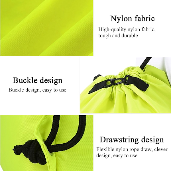 Utomhus Nylon Regntät Dragsko Ryggsäck Påse Hållare Förvaringsväska (Grön)