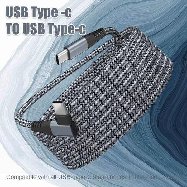 USB-C oplader med vinklet stik 60 W hurtigopladning Grå 2 m