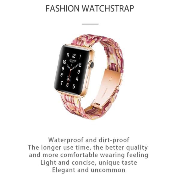 Kompatibel med Apple Watch Strap 38-40 mm / 42-44 mm Series 5/4/3/2/1, slankt resin-armbåndsudskiftningstilbehør til urbånd 42-44mm Blush