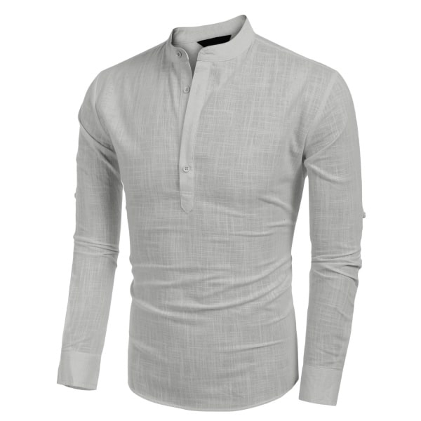 1 st skjorta i bomull och linne för män - grå