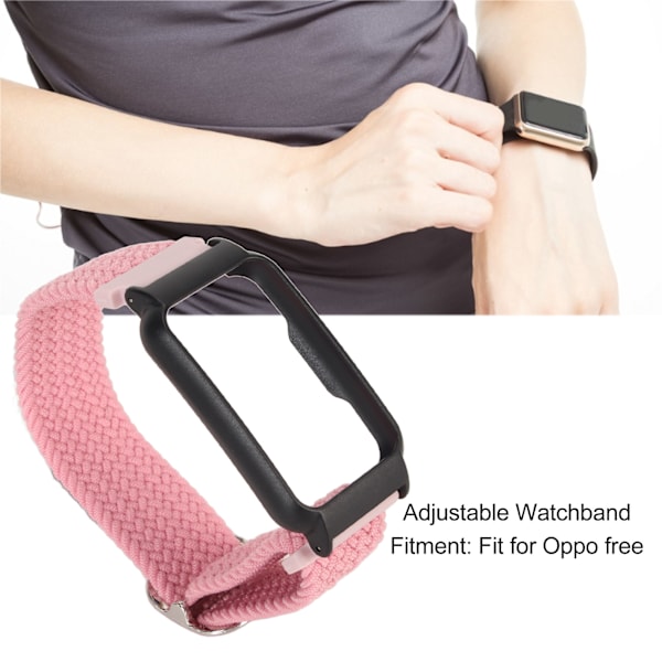 Nylon Watchband Replacemen Wirstband Justerbar Sports Pustende Watchband med Etui for Oppo Free Rosa med Svart Etui