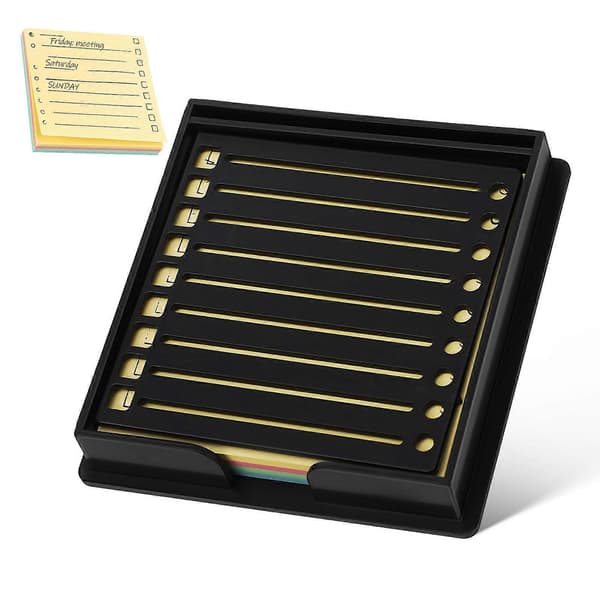 Memo Pad Template Practical Note Holder for Office, Study, Home Use Black 7.60X7.60X1.00CM Large Capacity 1Set Black[TT] Black 7.60X7.60X1.00CM
