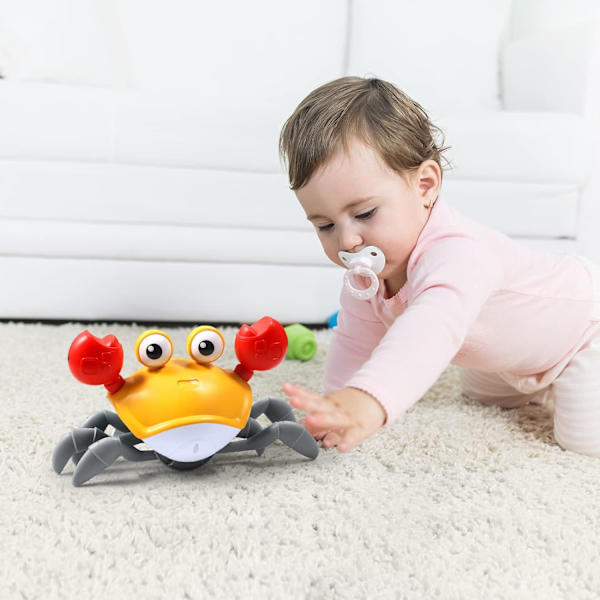 Sensing Crawling, Baby lelut vatsaan, interaktiivinen kävelevä tanssilelu musiikkiäänillä ja valoilla, pikkulapsen hauska syntymäpäivälahja toddler , Orange