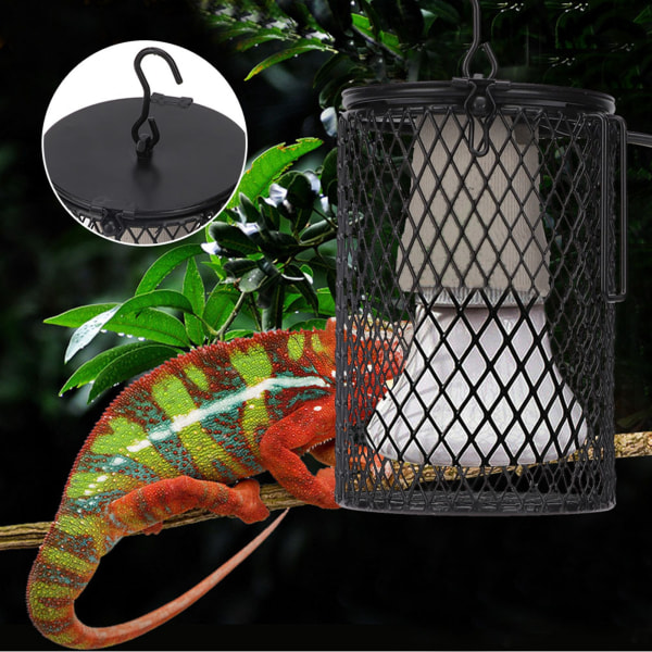 Metall Anti skålding Keramisk Varme Lys Lampeskjerm for Reptil Kylling Brooder Svart