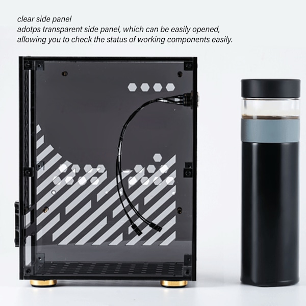 Mini ITX Chassi 4.3L Klar Akrylpanel 360 Graders Kylning Dämpande Fötter Mini PC Chassi för FLEX 1U Ström 2.5in SSD Svart