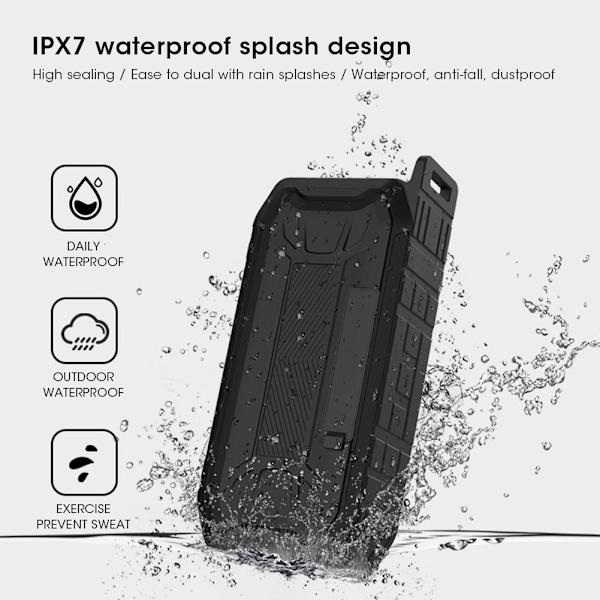 Bärbar X2 Trådlös Bluetooth 5.0 Högtalare Subwoofer Utomhus IPX7 Vattentät Stereo Svart