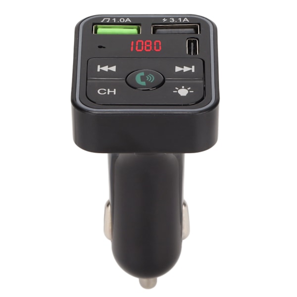 Bluetooth 5.0 FM-sändare Handsfree Samtal USB 2.0 Musikspelare Bilradio Bluetooth Adapter med LED-display för Bilar