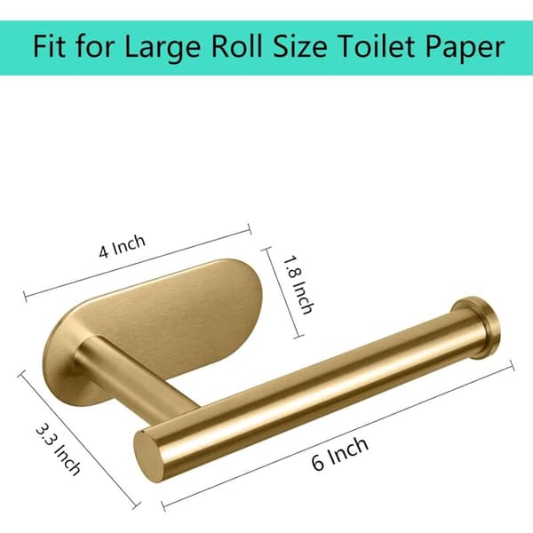 Selvklæbende toiletpapirholder, tyk SUS304 rustfrit stål, anti-rust, ingen boring, egnet (guld)