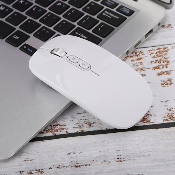 2.4Ghz Trådlös Uppladdningsbar Mus Tyst Ergonomisk Optisk Datormus för Hemmakontor Vit