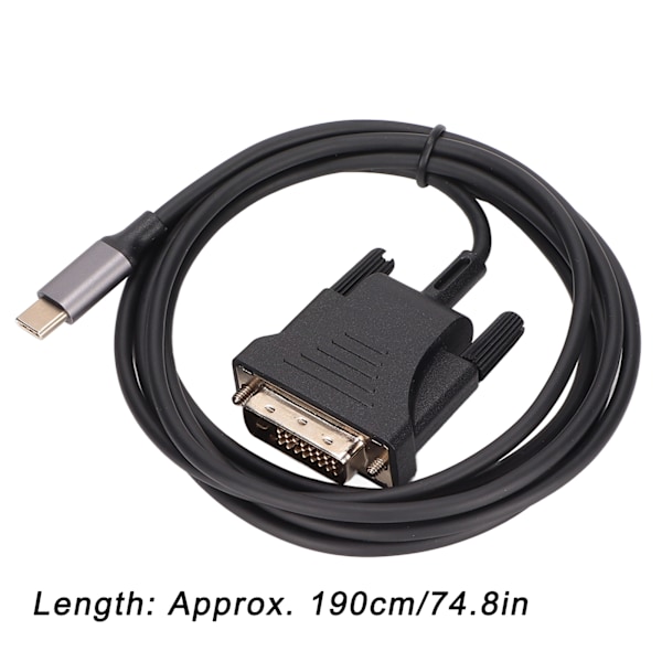 USB C 3.1 till DVI-kabel 190cm/74.8in Klar Stabil Typ C till DVI-kabeladapter för MacBook TV Smartphone